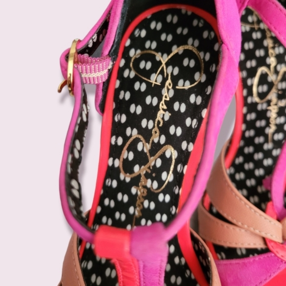 Jessica Simpson pink orange high heels leather & suede stiletto size 5 - Picture 6 of 11